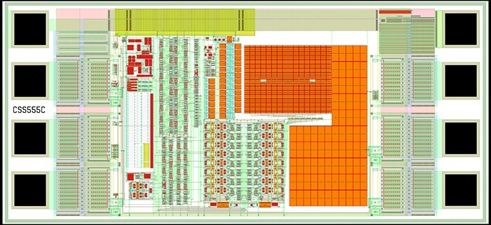 Layout image of 555 Timer chip.