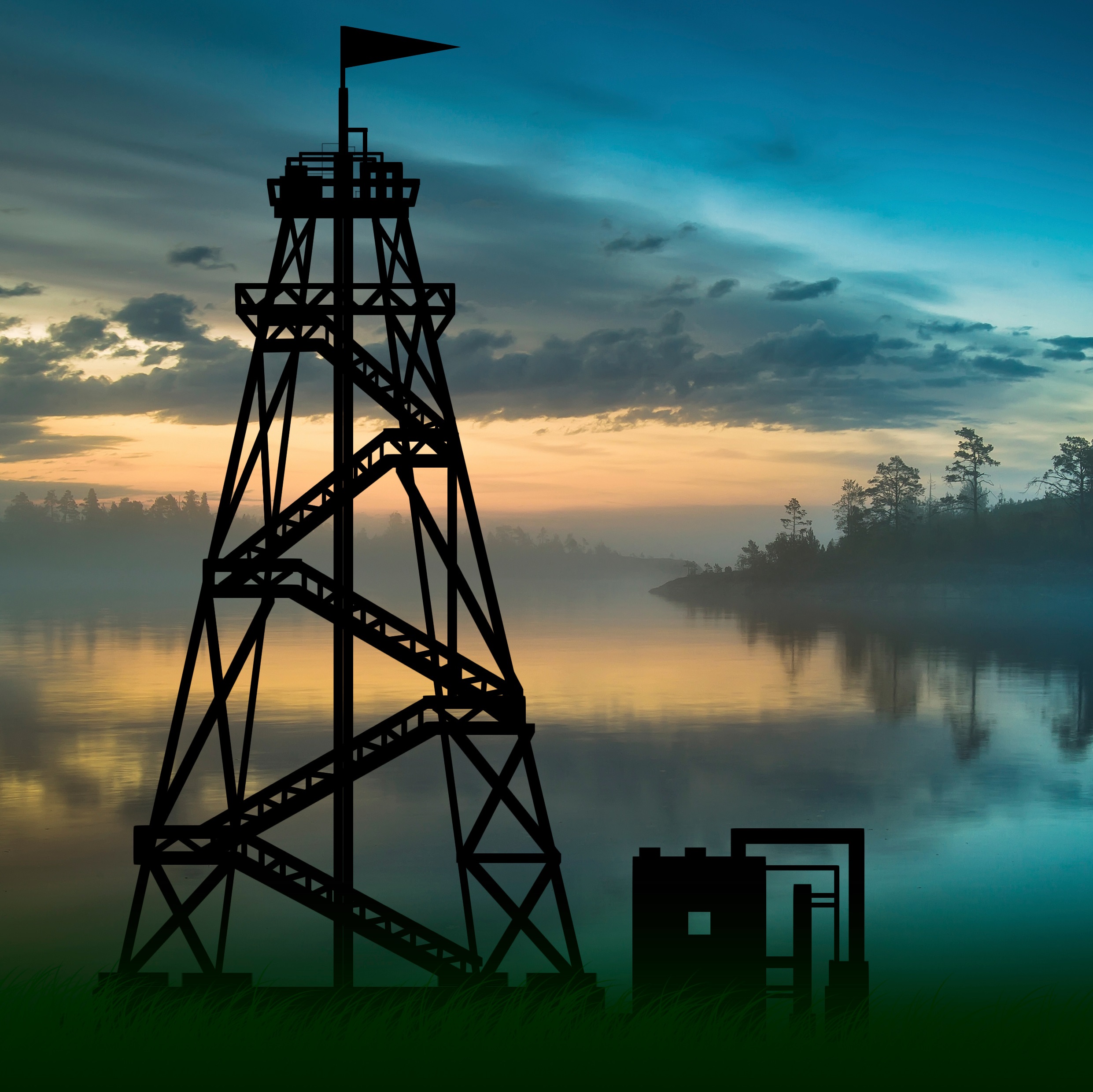 Drilling rig tower.