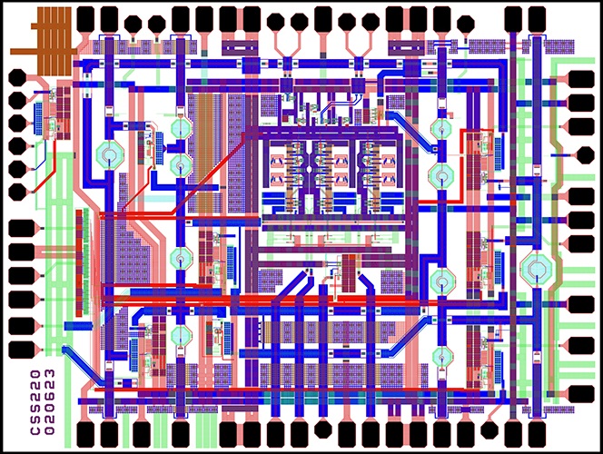 Layout image of phased array antenna chip.
