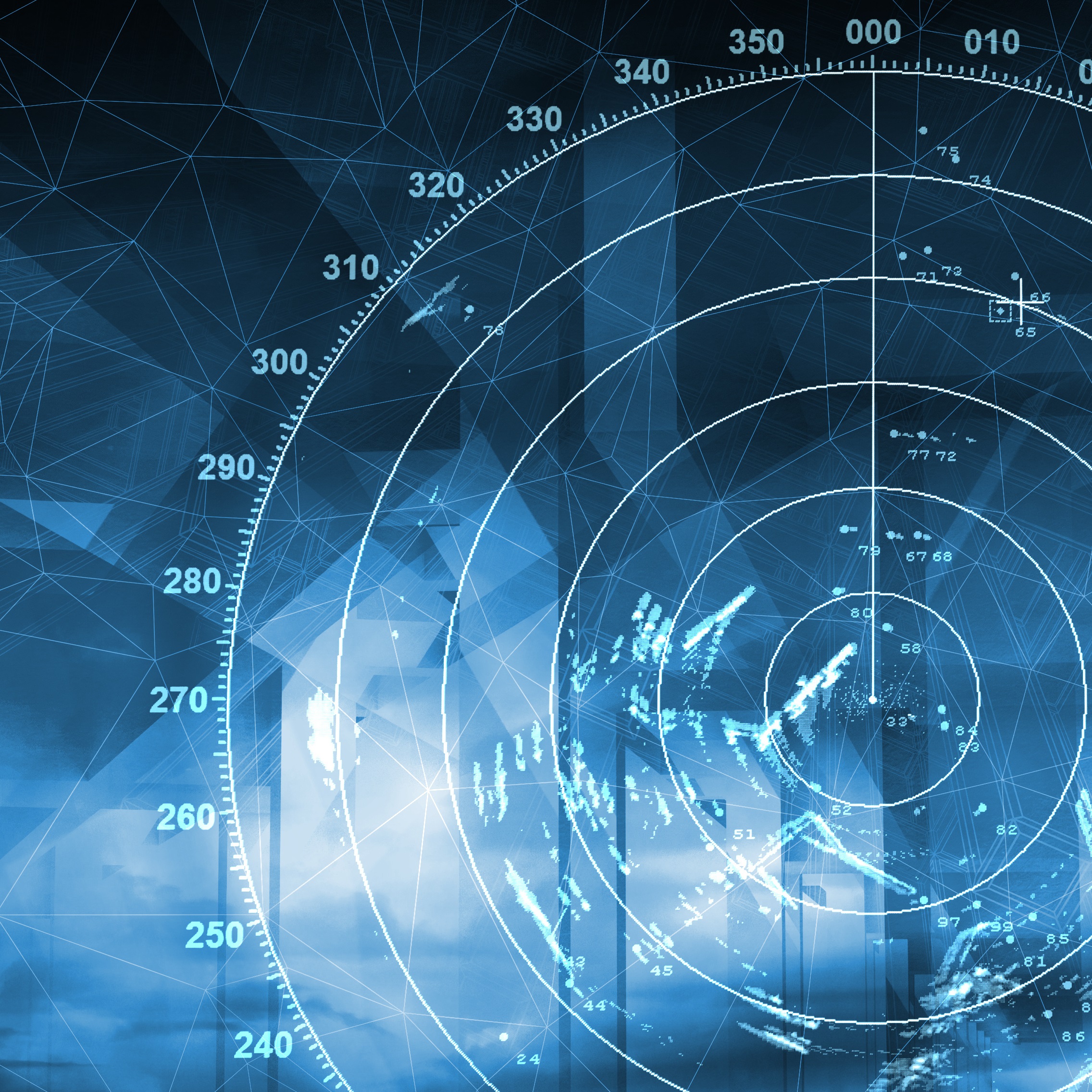 Digital screen showing radar images.